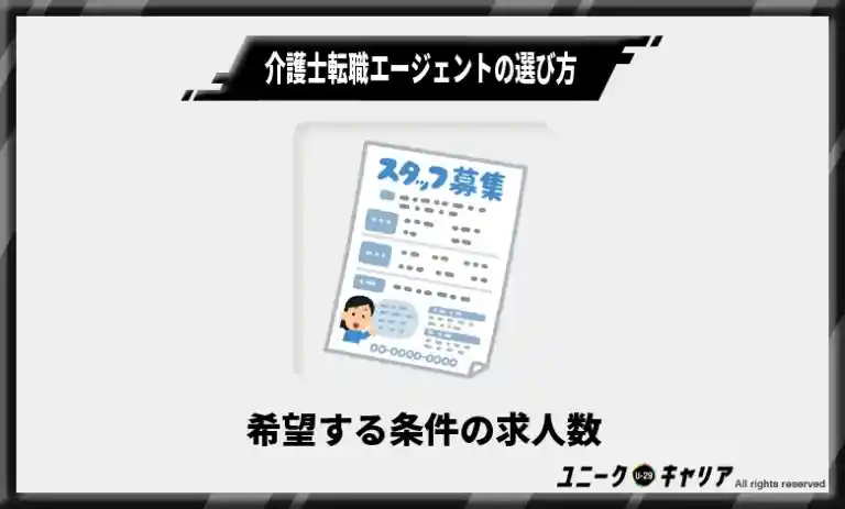 介護士転職エージェントの選び方2　希望する条件の求人数