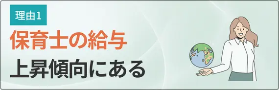 保育士の給与は上昇傾向にあると書かれた画像