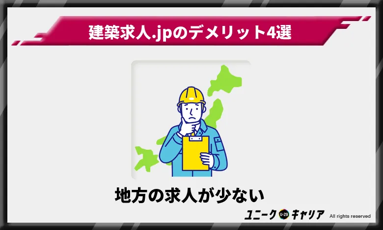 建築求人.JP デメリット　地方の求人が少ない