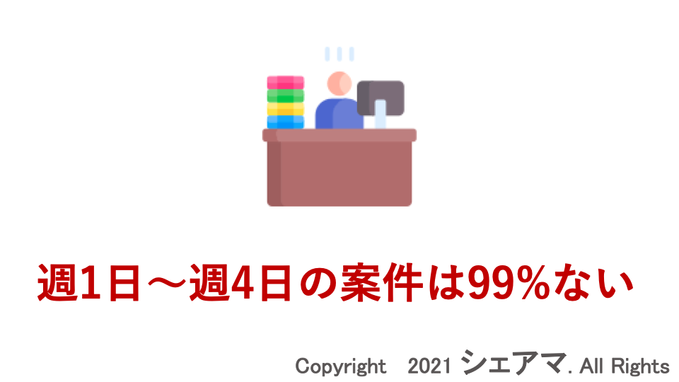 週1日〜週4日の案件は99%ない