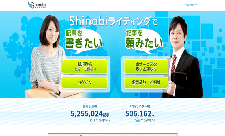 フリーランス　サイト　仕事　shinobiライティング