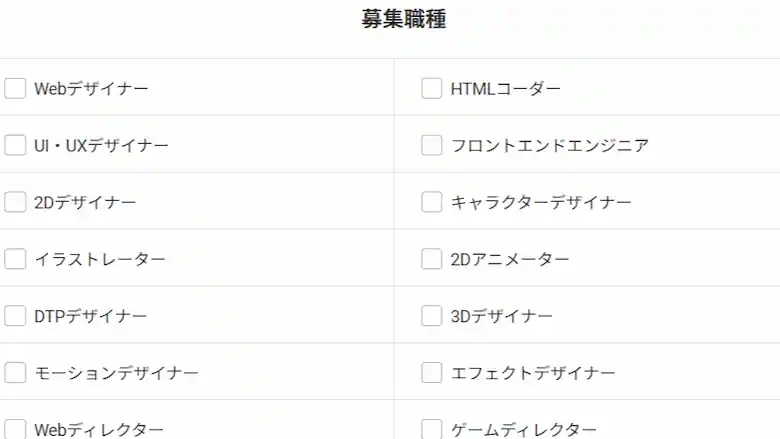 レバテッククリエイター 対応職種一覧