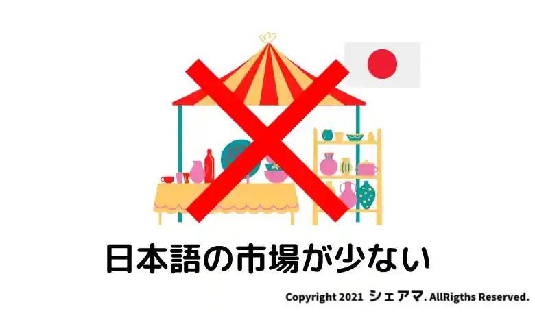 日本語の市場が少ない